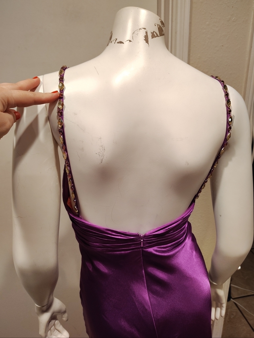 Flirt By Maggie Sottero Embellished Bright Violet Satin Formal Dress Sz 2 Fairy - Picture 6 of 9